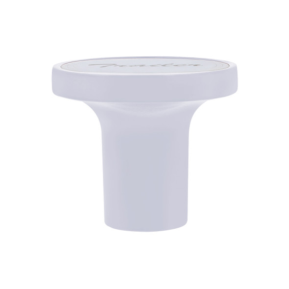 Aluminum Screw-On Air Valve Knob With Stainless Trailer Plaque - Pearl White