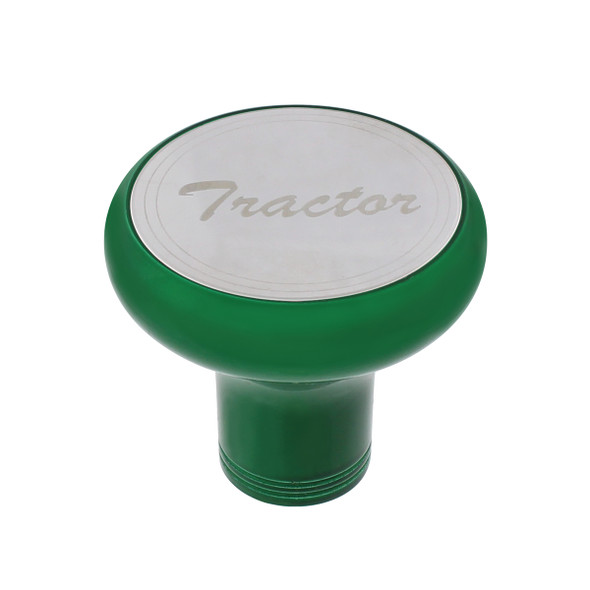 Deluxe Aluminum Screw-On Air Valve Knob With Stainless Tractor Plaque - Emerald Green