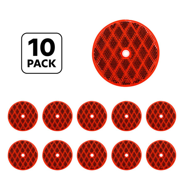 3 3/16" Round Center Bolt Reflector - Red (10 Pcs)