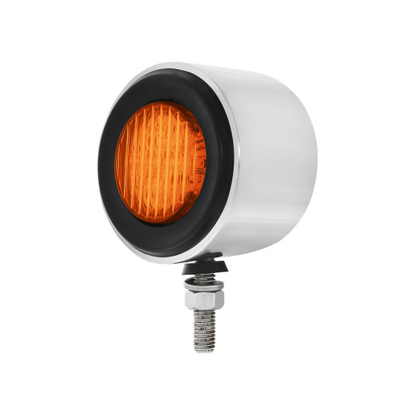 Stainless 2.5" Double Face Light With LED Lights & Grommets - Amber & Red LED/Amber & Red Lens