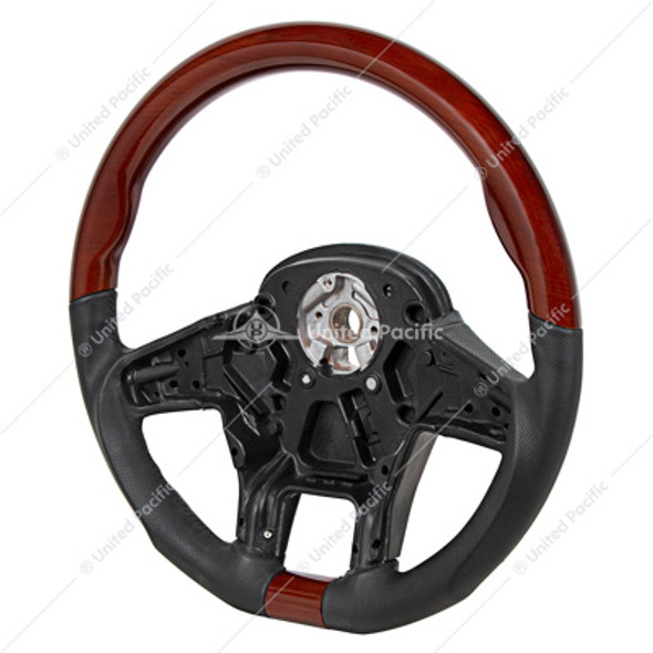 88190-UP 18" YOURGRIP LEATHER AND WOOD STEERING WHEEL FOR 2012-2021 PETERBILT 579 & 2013-2021 KENWORTH T680