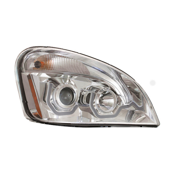 Chrome Projection Headlight With White LED Position Light For 2008-2017 Freightliner Cascadia - Passenger