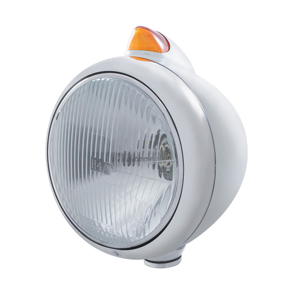 Chrome Guide 682-C Headlight H4 & Original Style LED Signal - Amber Lens