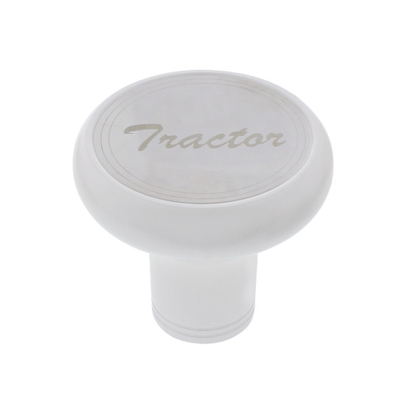 Deluxe Aluminum Screw-On Air Valve Knob With Stainless "Tractor" Plaque - Pearl White