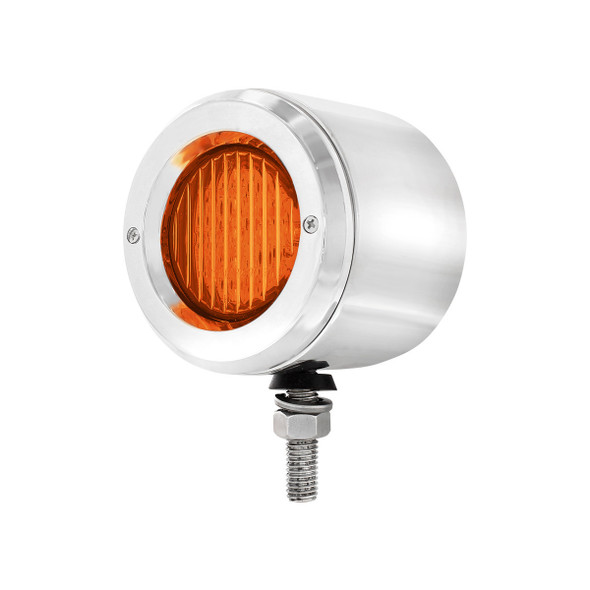 Stainless 2.5" Double Face Light With LED Lights & Bezels - Amber & Red LED/Amber & Red Lens