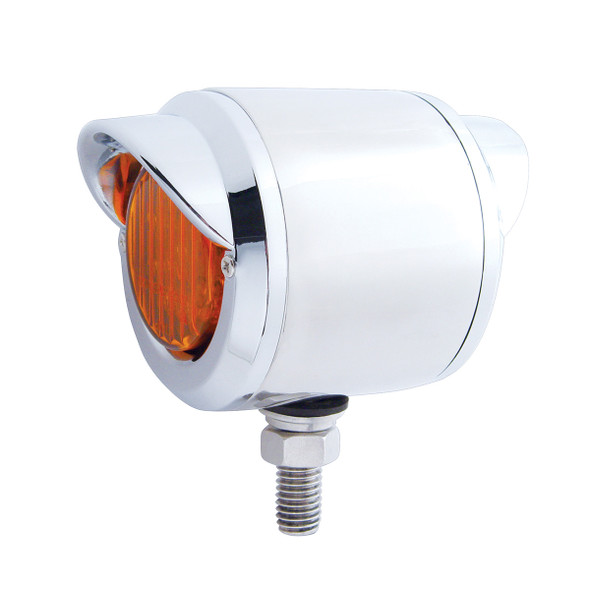 Stainless 2.5" Double Face Light With LED Lights & Visors - Amber & Red LED/Amber & Red Lens