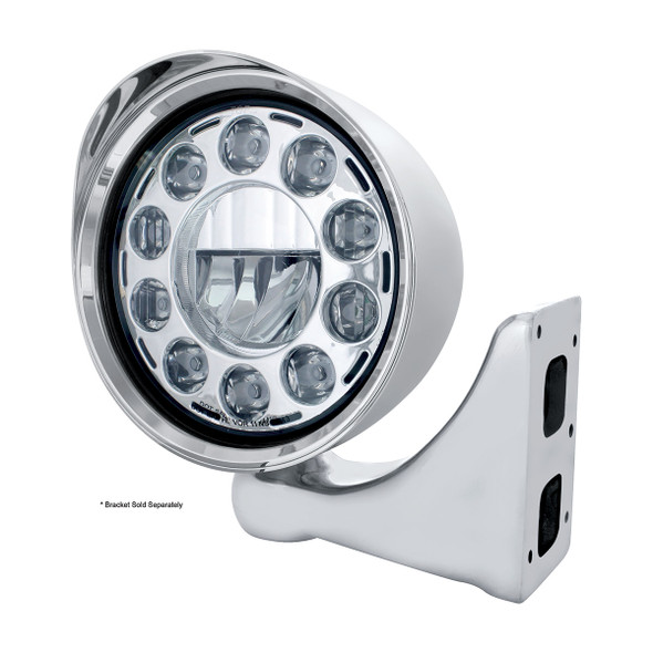 Chrome "Chopper" Headlight With Smooth Visor 11 LED Bulb