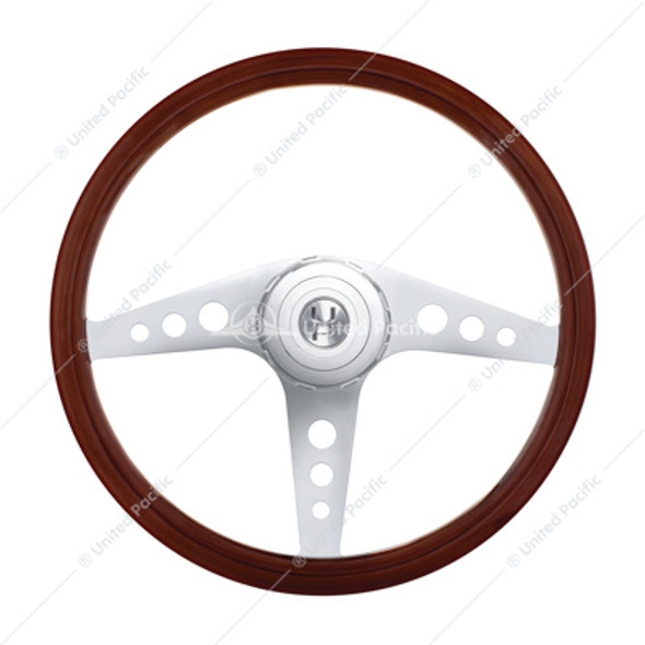 88140-UP 18" CHROME GT STEERING WHEEL WITH HUB & HORN BUTTON KIT FOR PETERBILT (1998-2005) & KENWORTH (2001-2002)