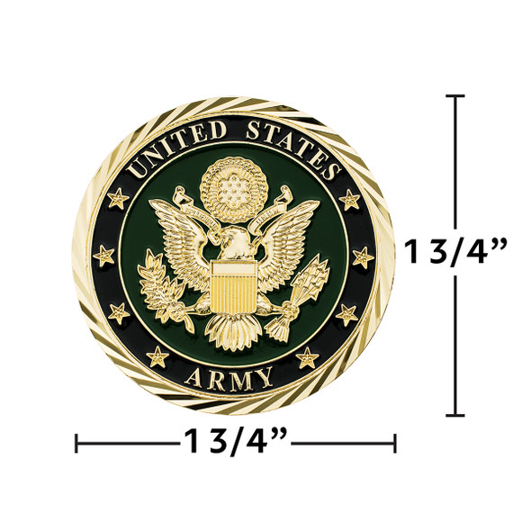 1-3/4" U.S. Military Adhesive Metal Medallion - Army