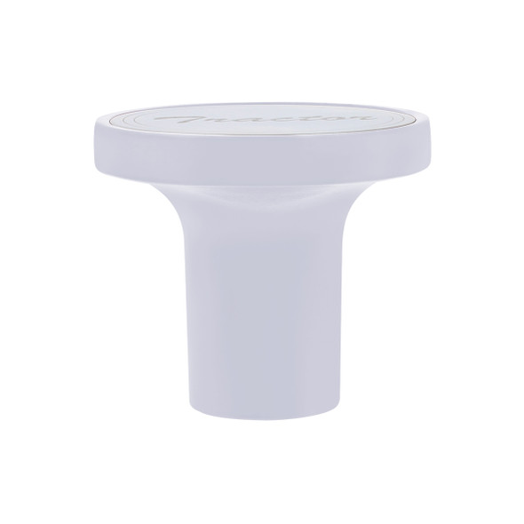 Aluminum Screw-On Air Valve Knob With Stainless Tractor Plaque - Pearl White