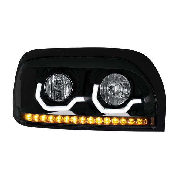 Blackout Headlight With LED Turn Signal & Light Bar For 1996-2010 Freightliner Century - Passenger