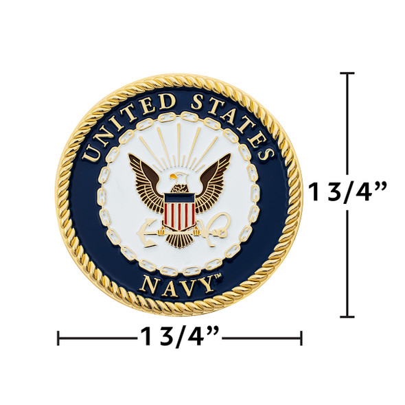 1-3/4" U.S. Military Adhesive Metal Medallion - Navy