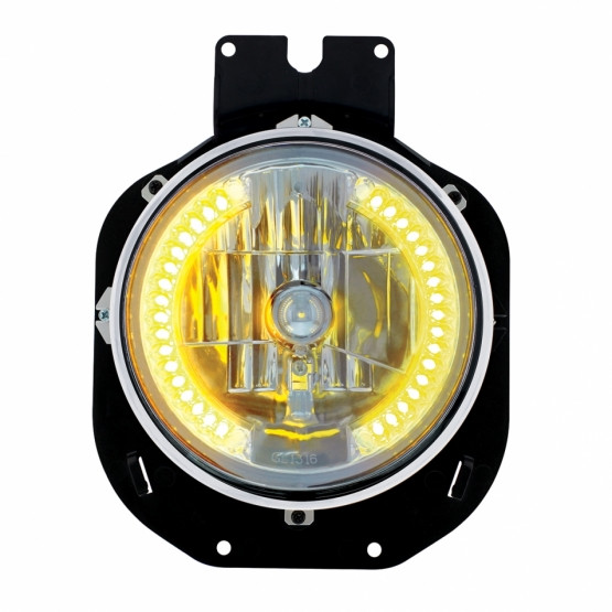 Crystal Headlight With 34 Amber LED Side Lights For 1996-2005 Freightliner Century