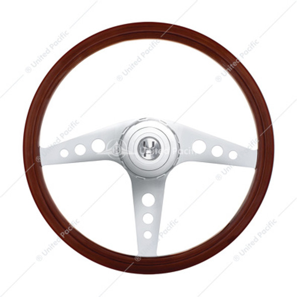 88181-UP 18" GT STYLE WOOD STEERING WHEEL WITH HUB & HORN BUTTON KIT FOR PETERBILT (2003+) & KENWORTH (2003+)