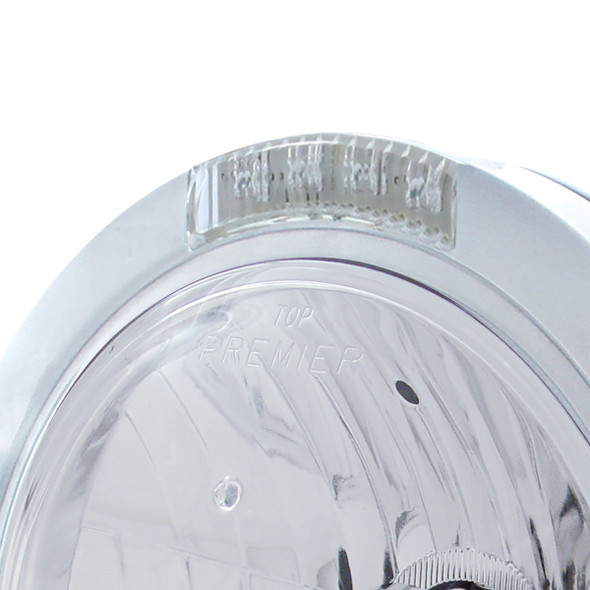 Stainless Steel Bullet Classic Headlight Crystal H4 Bulb & LED Turn Signal - Clear Lens