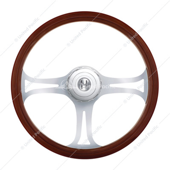 88142-UP 18" CHROME BLADE STEERING WHEEL WITH HUB & HORN BUTTON KIT FOR PETERBILT (1998-2005) & KENWORTH (2001-2002)