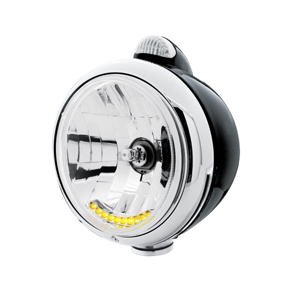 Black Guide 682-C Headlight H4 With 10 Amber LED & Dual Mode LED Signal - Clear Lens
