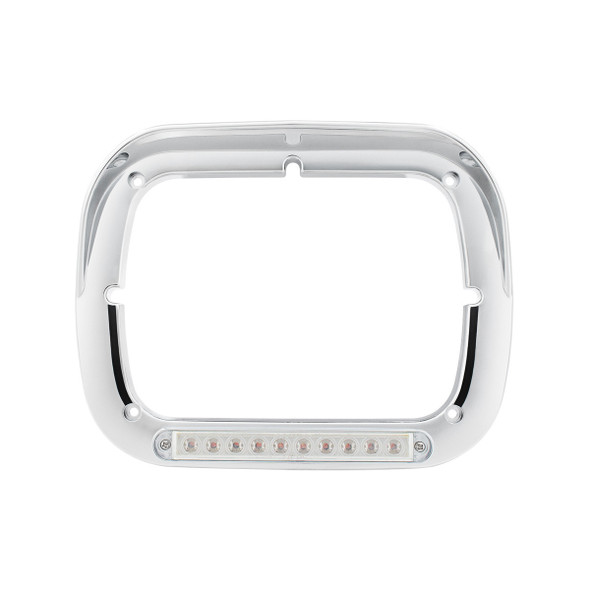 10 LED 5" x 7" Headlight Bezel With Visor - Amber LED/Clear Lens