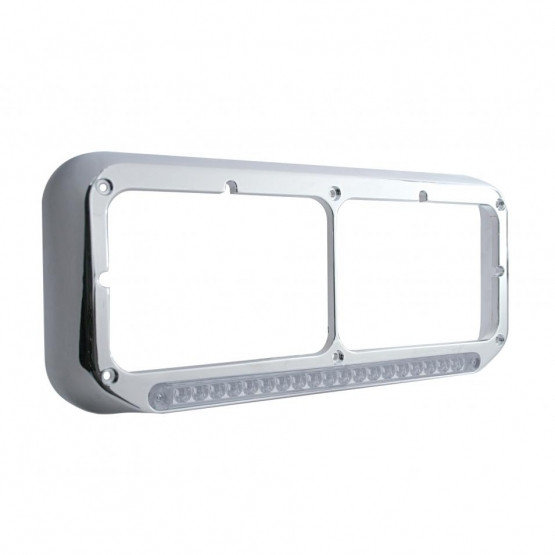Rectangular Dual Headlight Bezel With LED Sequential Light Bar (Passenger) - Amber LED/Clear Lens