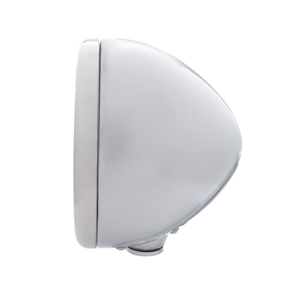 Stainless Steel Classic Headlight No Bulb With LED Turn Signal - Amber LED/Clear Lens