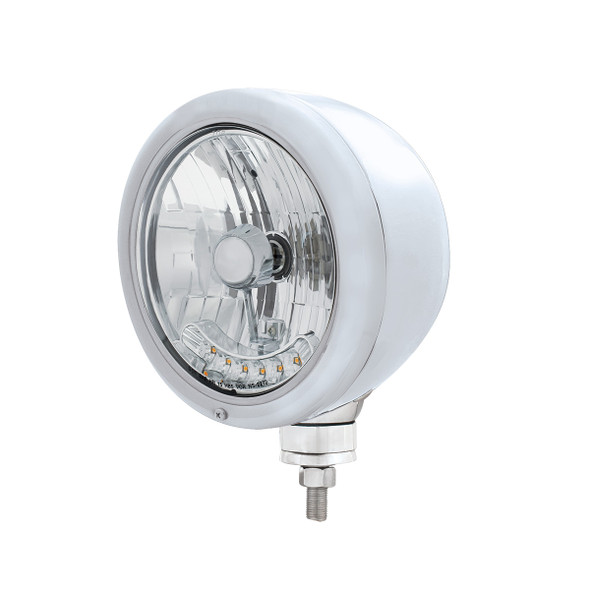 Stainless Steel Classic Headlight H4 Bulb With 6 Amber LED