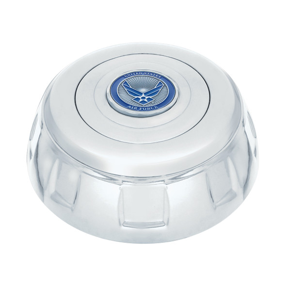 88193-UP CHROME ALUMINUM STEERING WHEEL HORN BUTTON WITH METAL MEDALLION, US AIR FORCE