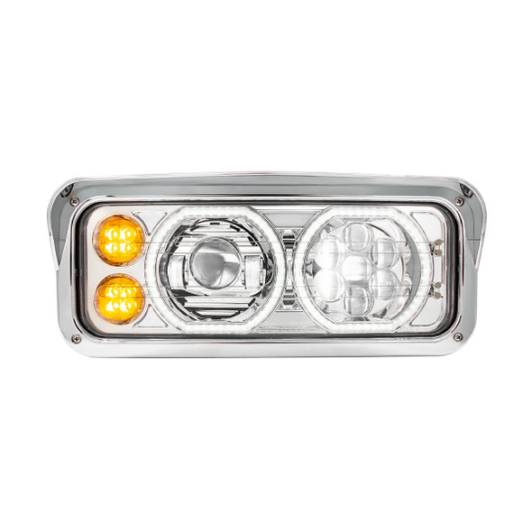 Chrome High Power Heated 10 LED Headlight With LED Turn & DRL-Passenger