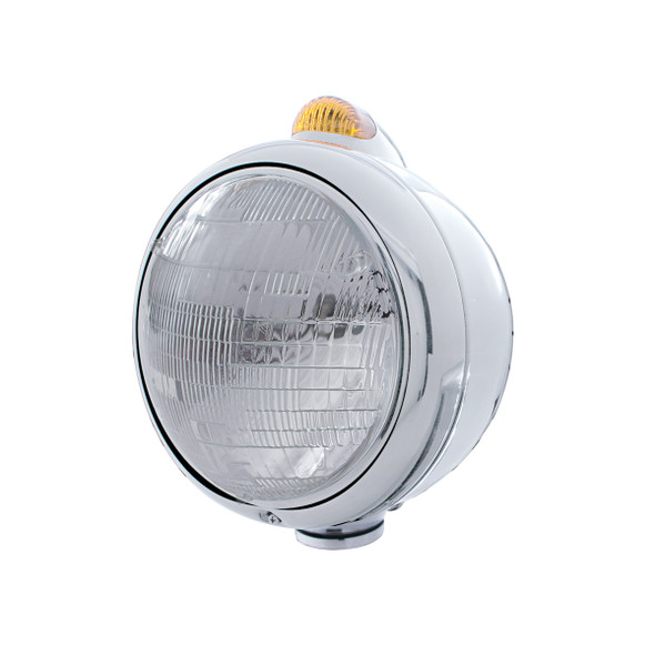Chrome Guide 682-C Headlight 6014 & Dual Mode LED Signal - Amber Lens