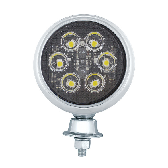 6 High Power LED Round Work Light With Teardrop Style Chrome Housing