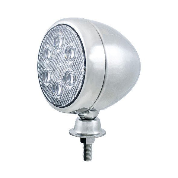 6 High Power LED Round Work Light With Teardrop Style Chrome Housing