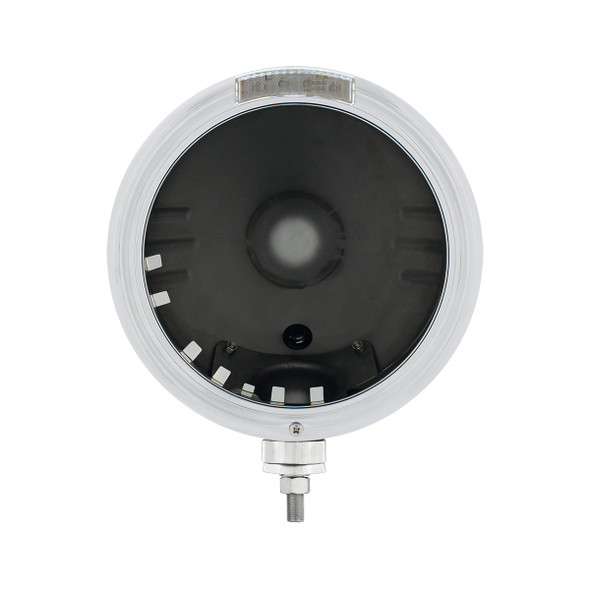 Stainless Steel Classic Stripe Headlight No Bulb With LED Signal - Clear Lens