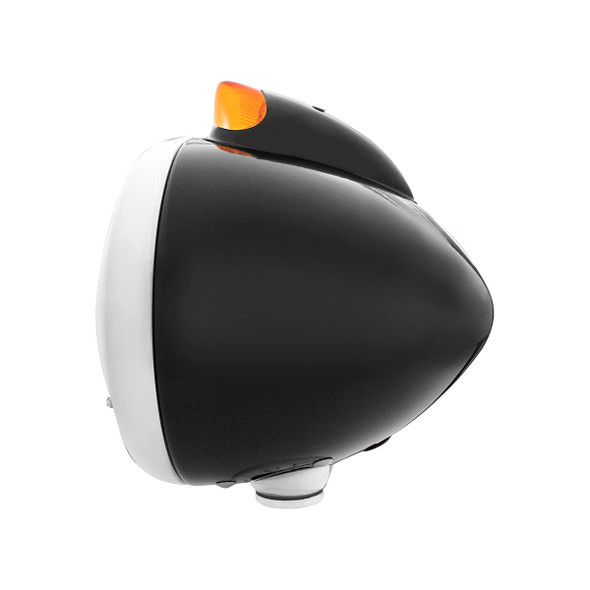 Black Guide 682-C Headlight H4 With White LED & Original Style LED Signal - Amber Lens