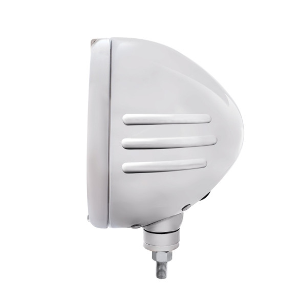 SS Classic Embossed Stripe Headlight H4 With White LED & Dual Mode LED Signal -Clear Lens