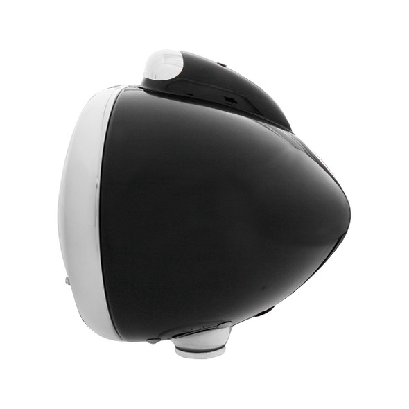 Black Guide 682-C Style Headlight H6024 & LED Turn Signal - Clear Lens