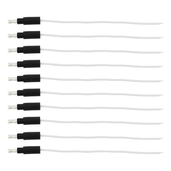 6" Single Lead Wire With .180 Bullet Termination & Stripped End - White (10 Pcs)