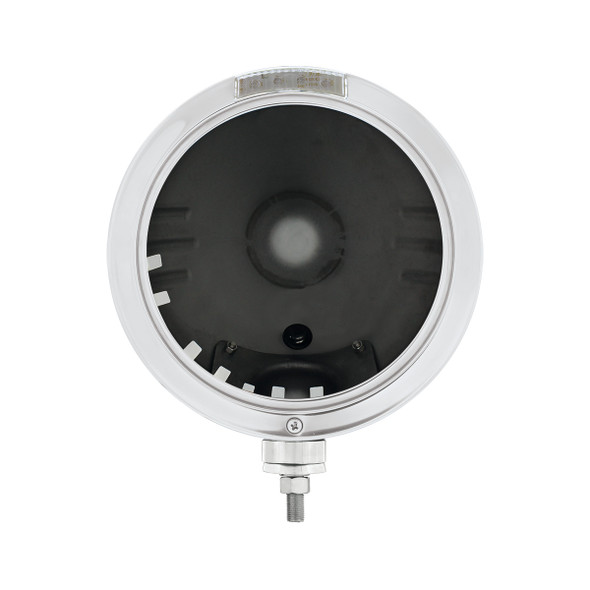 Stainless Steel Bullet Embossed Stripe Headlight No Bulb With LED Signal - Clear Lens