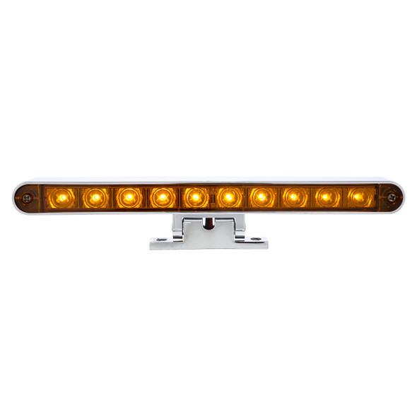 Chrome 10 LED Light Bar With 180 Degree Swivel Base - Dual Function Amber LED/Amber Lens