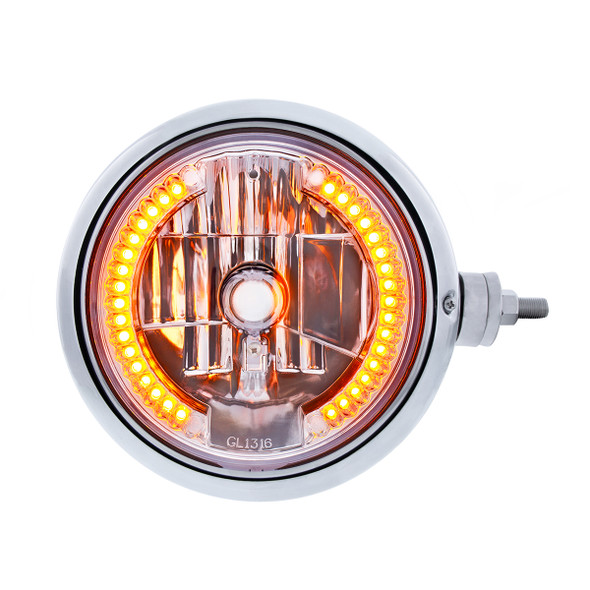 Chrome Guide 682-C Style Headlight Assembly W/Crystal Lens & 34 LEDs Position Light - R/H (Horizontal Mount)