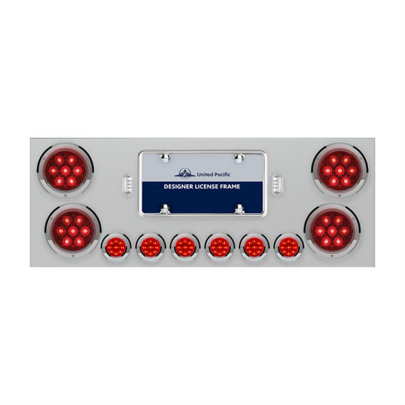 SS Rear Center Panel With 4X Red LED 4" Light & 6X Red LED 2" Light & Bezel -Red Lens -Comp. Series