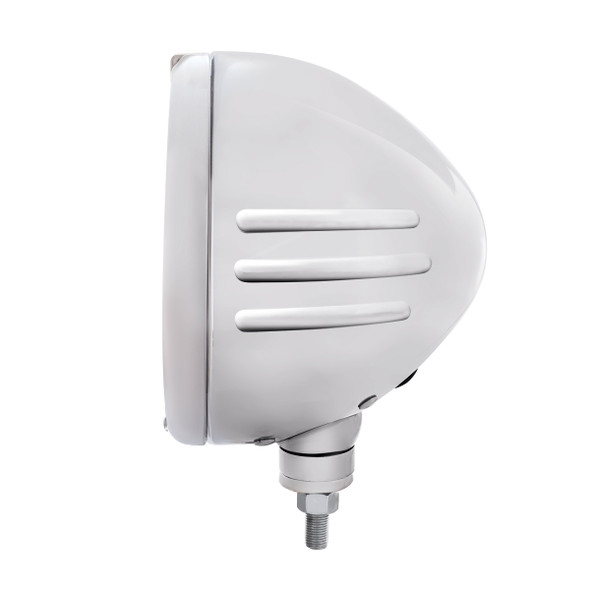 SS Classic Embossed Stripe Headlight Housing & H4 With 6 Amber LED & Dual Mode LED Signal -Clear Lens