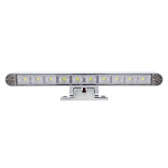 Chrome 10 LED Light Bar With 180 Degree Swivel Base - Dual Function White LED/Clear Lens