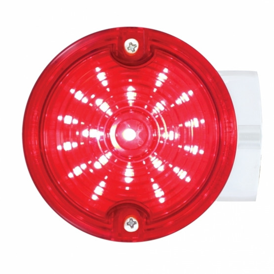 21 LED 3-1/4" Dual Function Signal Light For Harley Motorcycle With Housing - Red LED/Red Lens