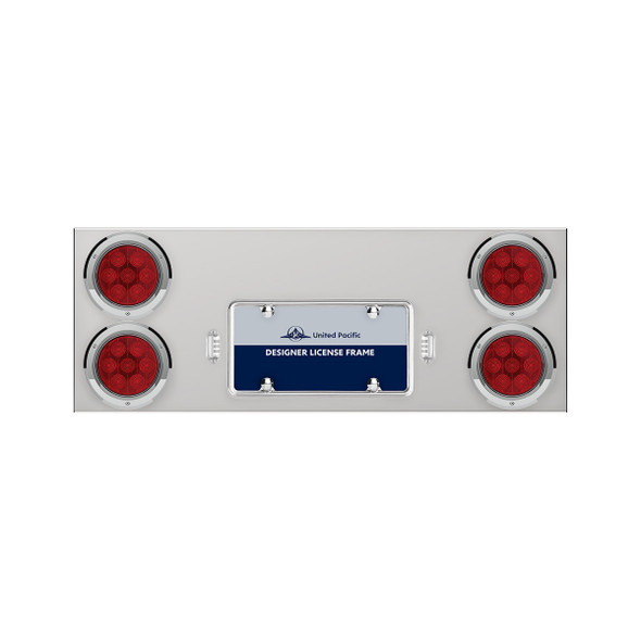 33-3/4" Stainless Rear Center Panel With Four 7 LED 4" Light & Bezel - Red LED/Red Lens - Competition Series