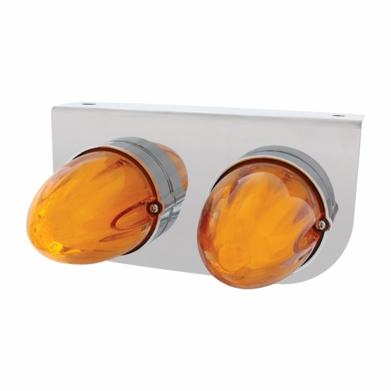 Stainless Light Bracket With 2X 9 LED Dual Function Watermelon GloLight - Amber LED/Amber Lens