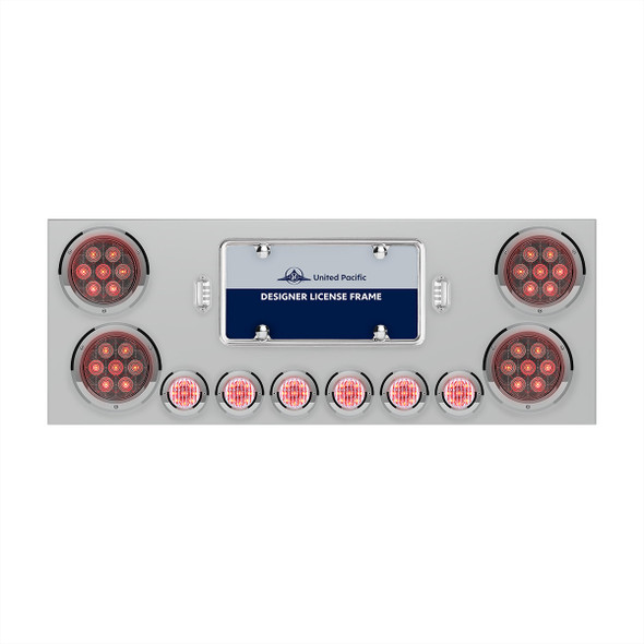 SS Rear Center Panel With 4X Red LED 4" Light & 6X Red LED 2" Light & Bezel -Clear Lens -Comp. Series