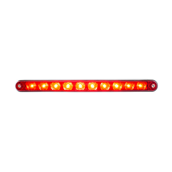 10 LED 9" Split Turn Function Light Bar With Bezel - Red LED/Red Lens