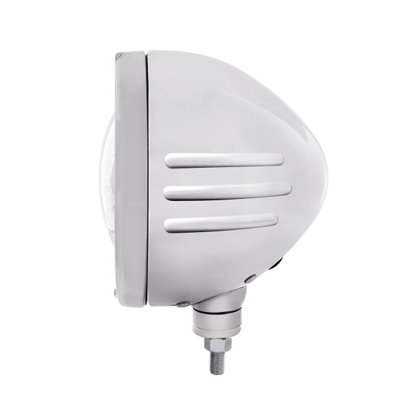 Stainless Steel Bullet Embossed Stripe Headlight 5 LED Bulb & Dual Mode LED Signal - Clear Lens