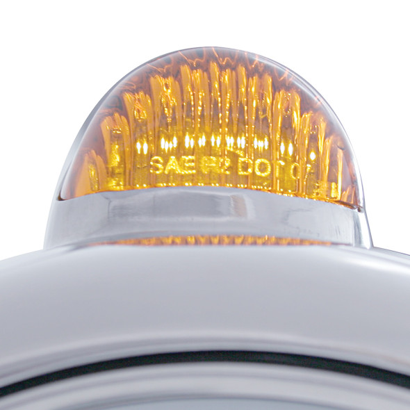 Stainless Steel Guide 682-C Headlight H4 With 6 Amber LED & Dual Mode LED Signal-Amber Lens