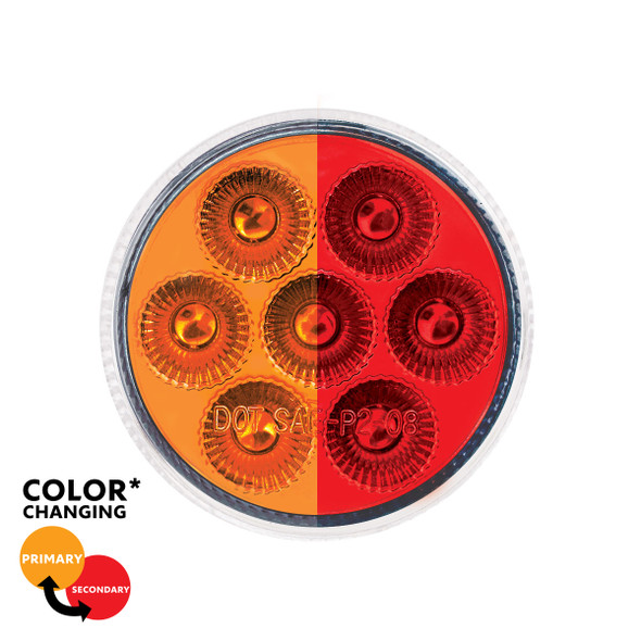 7 LED 2" Round Double Fury Light (Clearance/Marker) - Amber & Red LED/Clear Lens