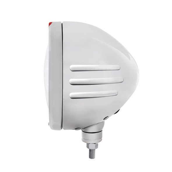 Stainless Steel Bullet Embossed Stripe Headlight 11 LED Bulb & Dual Mode LED Signal-Amber Lens